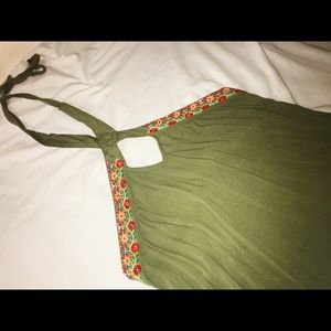 Green Embroidered Halter